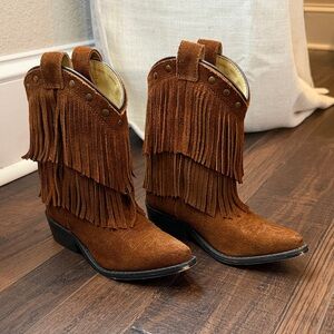 Shyanne Brown Fringe Kids Boots